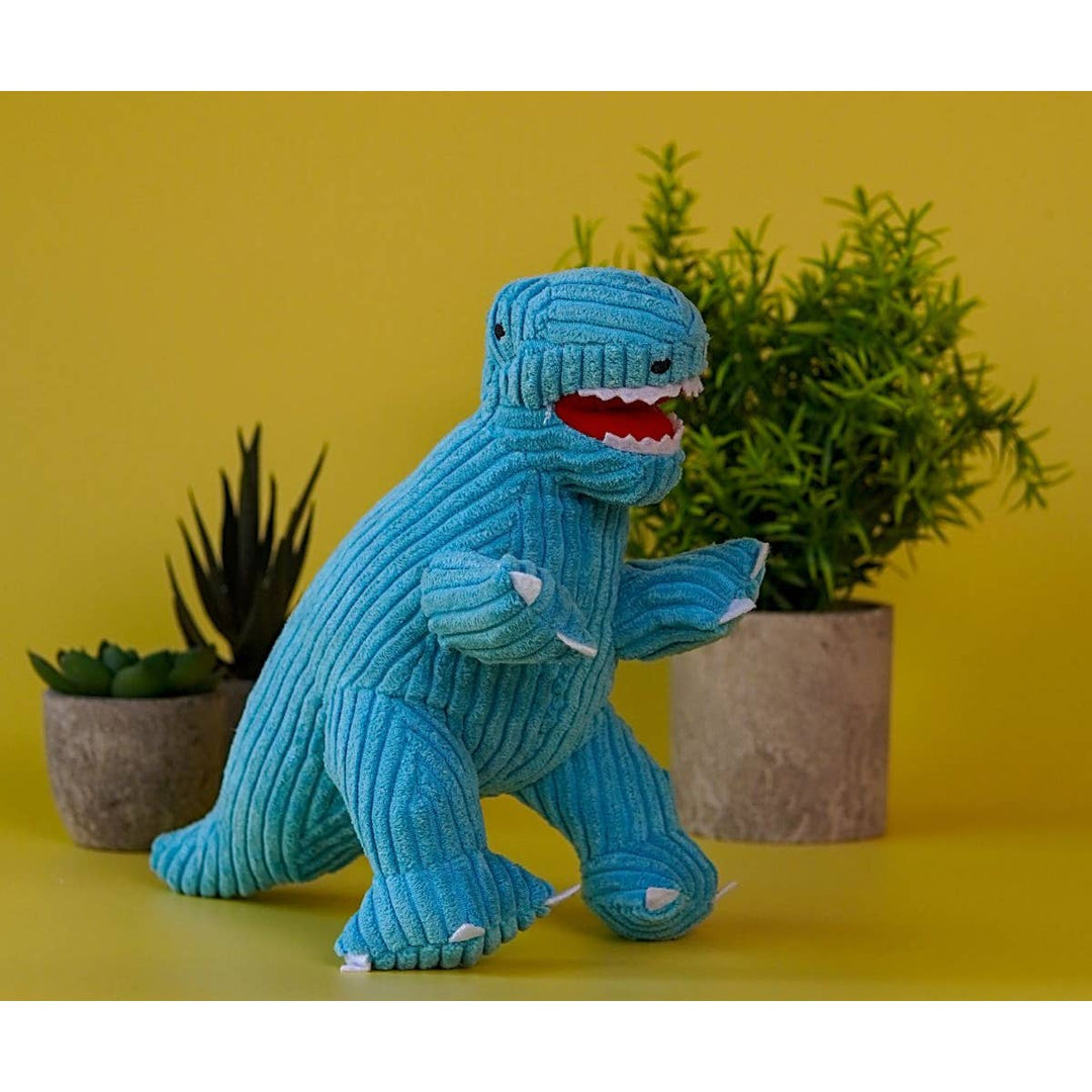 T Rex Dinosaur Corduroy Plush Toy - Ice Blue