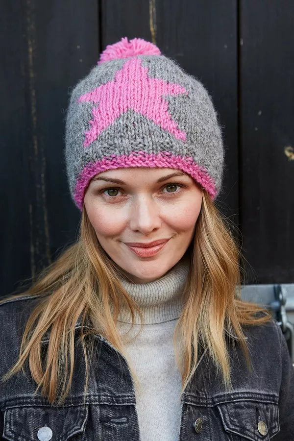 Star Bobble Hat - Grey