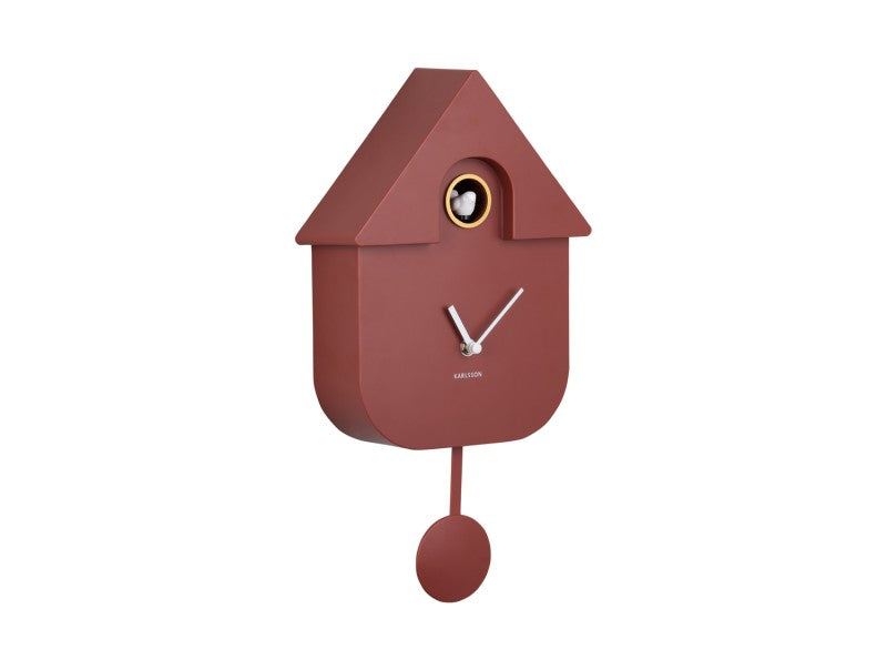 Modern Cuckoo Wall Clock - Red Ochre