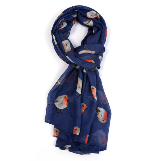 Water Colour Robin - Navy