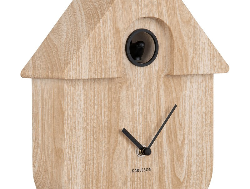 Modern Cuckoo Wall Clock - Light wood effect