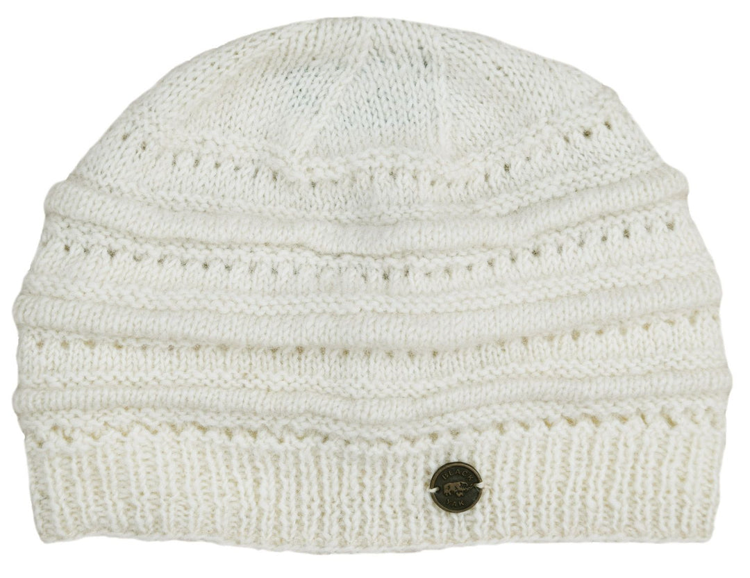 Wool Lace Ridge Pure Wool Beanie - Natural White