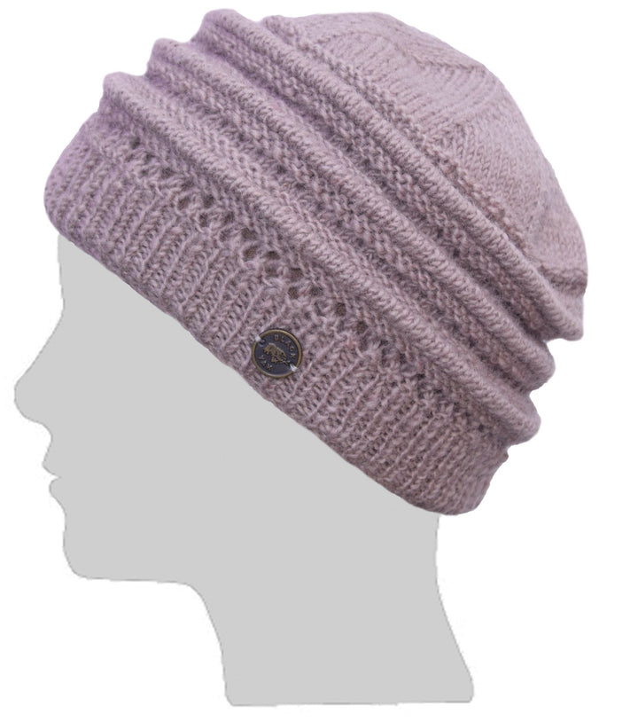 Wool Lace Ridge Pure Wool Beanie - Blush