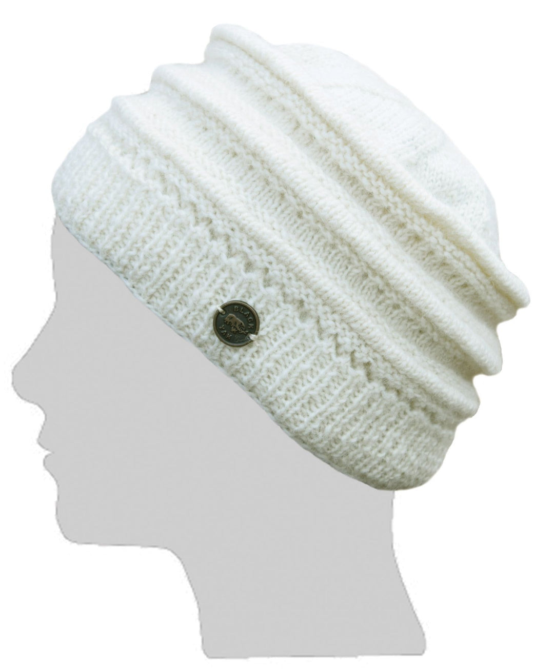 Wool Lace Ridge Pure Wool Beanie - Natural White
