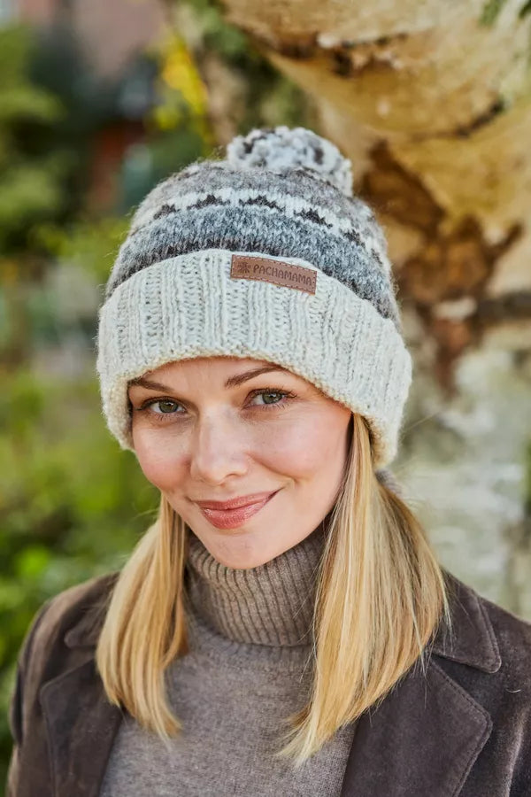 Classic Fairisle Bobble Hat -Natural