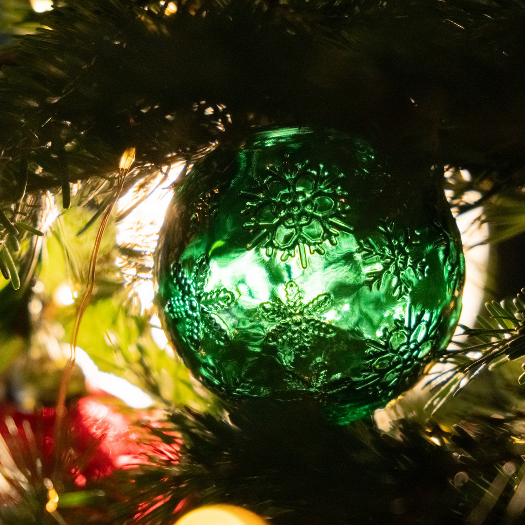 Patterned Glass Bauble - Emerald