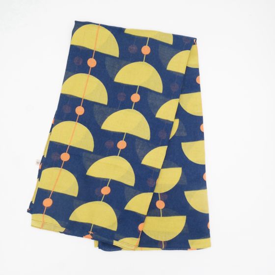 Navy Scarf With Retro Shapes Pattern - Navy