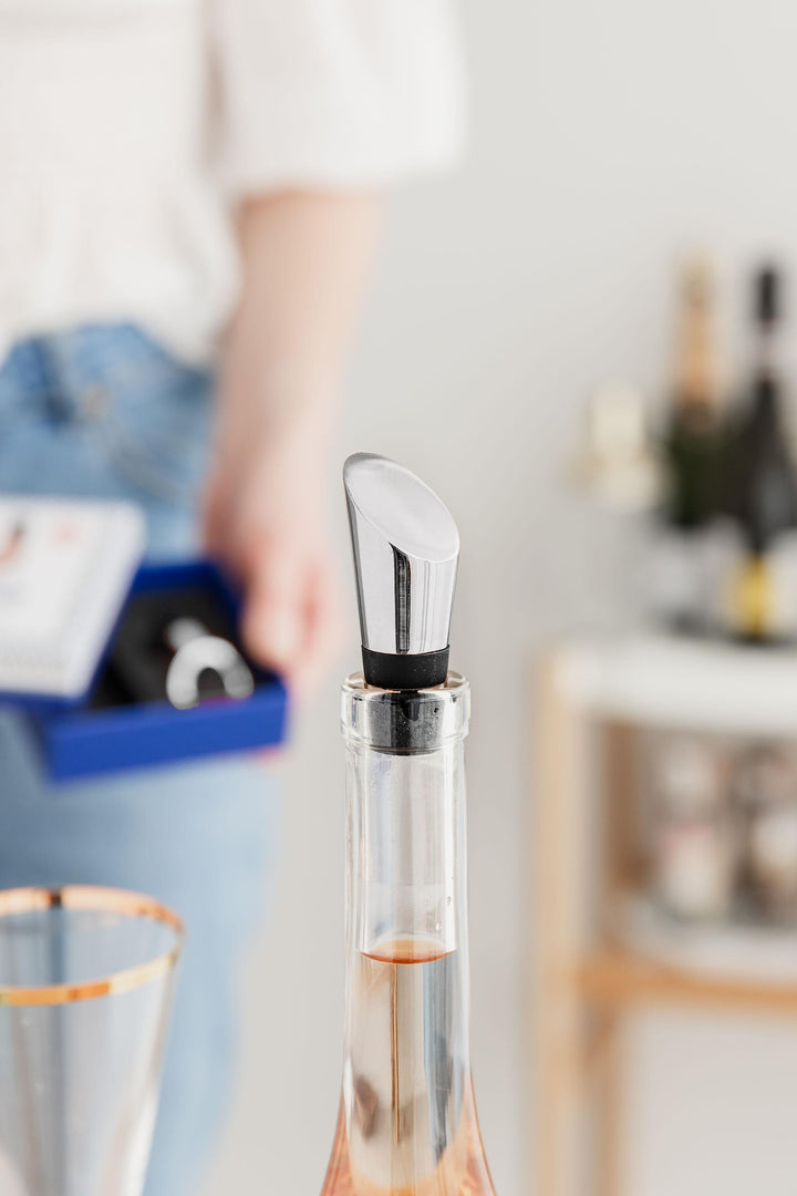 Wine Pourer And Stopper - Silver