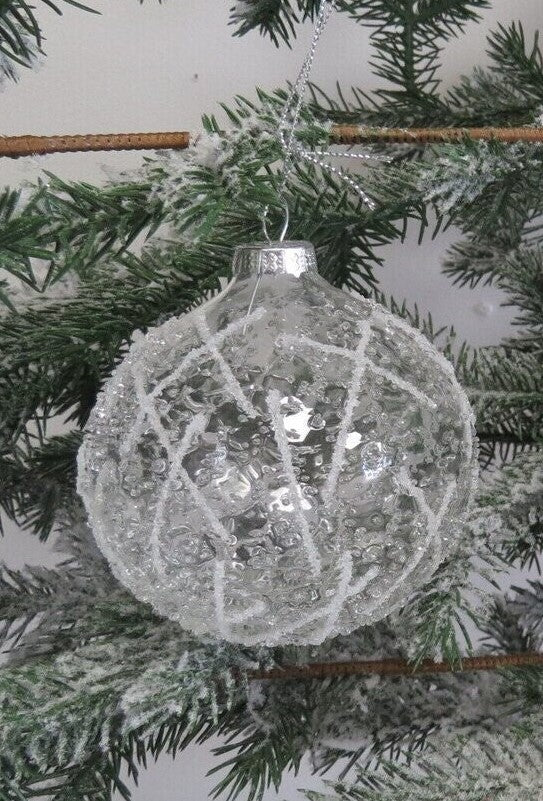 Frosted Clear Ice Bauble
