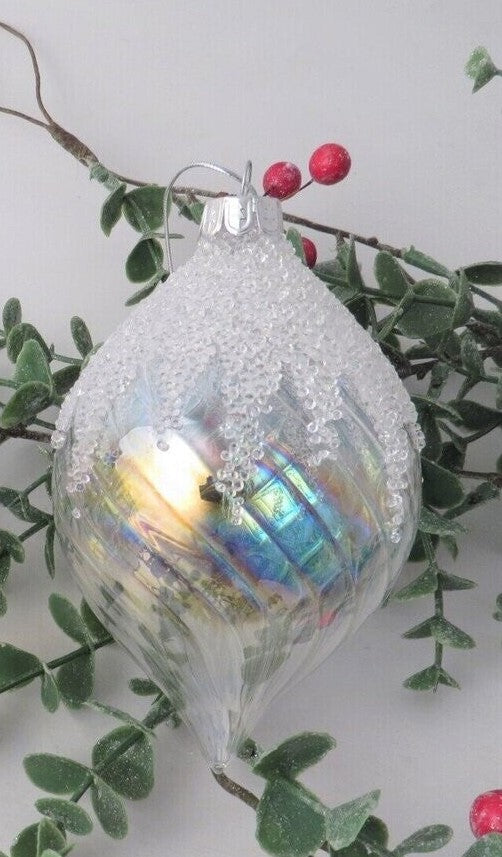 Flute Glass Bauble with Glitter Ice Top