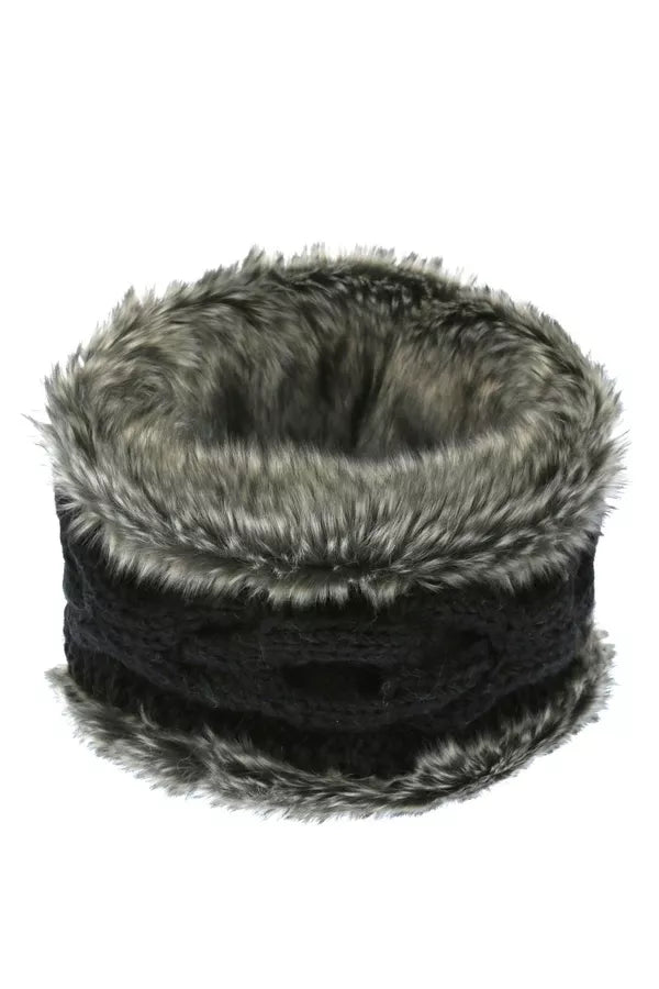 Fur Lined Snood - Dark Bluey Grey