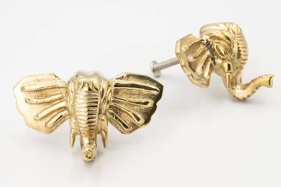 Elephant Drawer Knob - Brass Finish