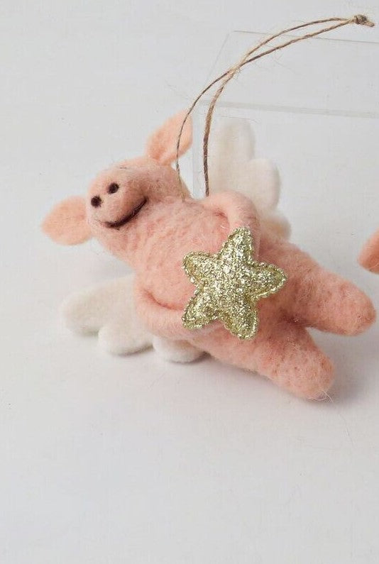 Felt Angel Pig Tree Decoration