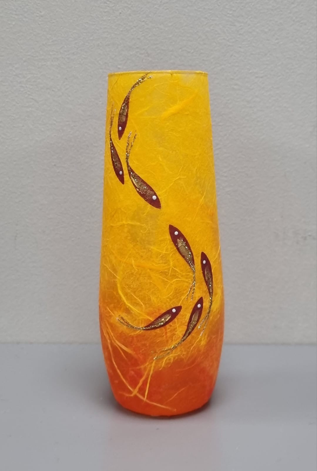 Orange Fish Stem Vase