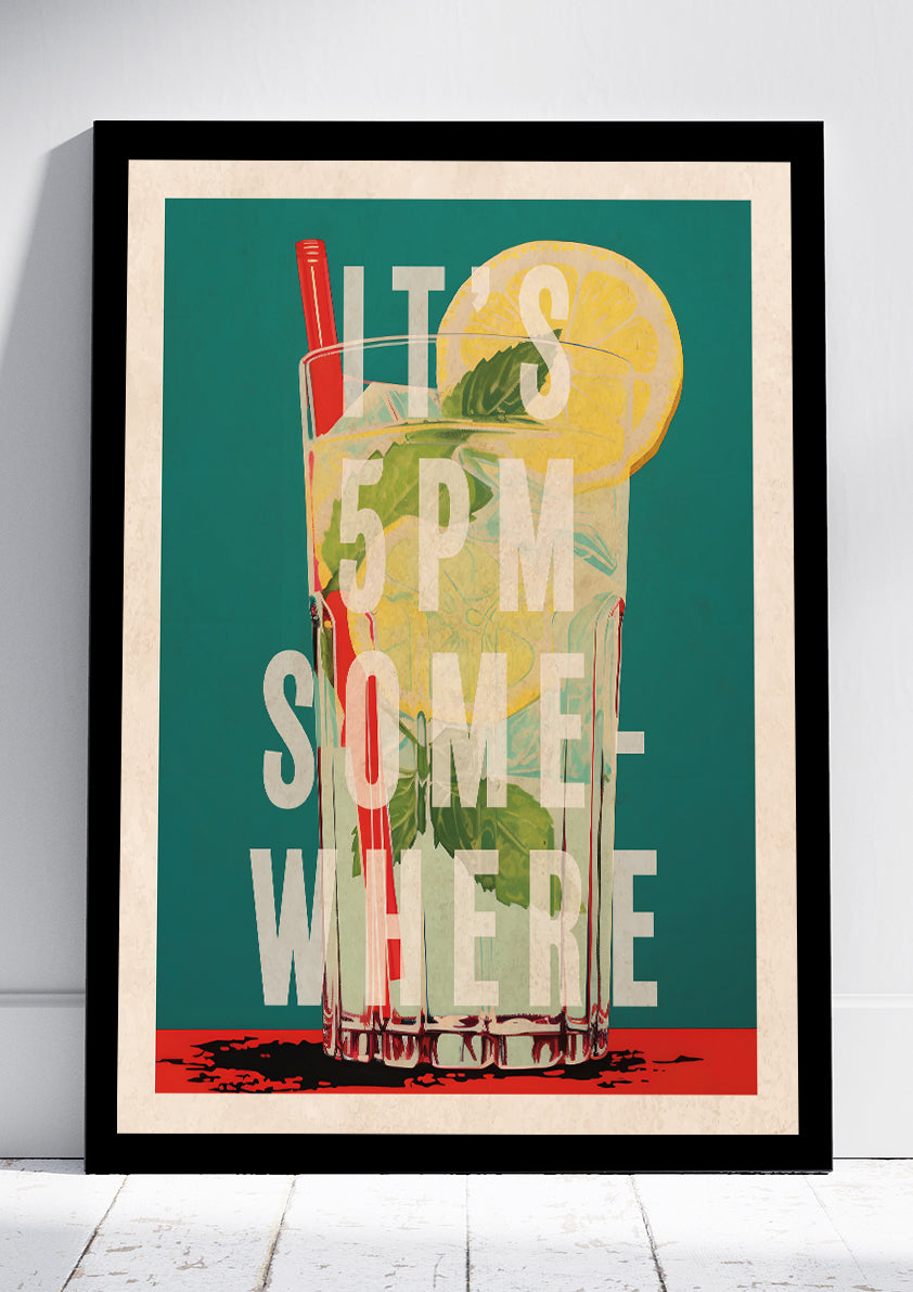 It's 5pm Somewhere Print A3 Framed Print