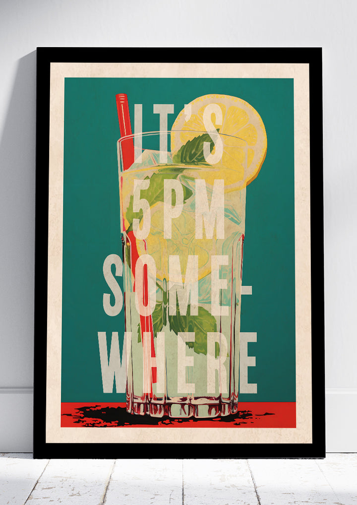 It's 5pm Somewhere Print A3 Framed Print