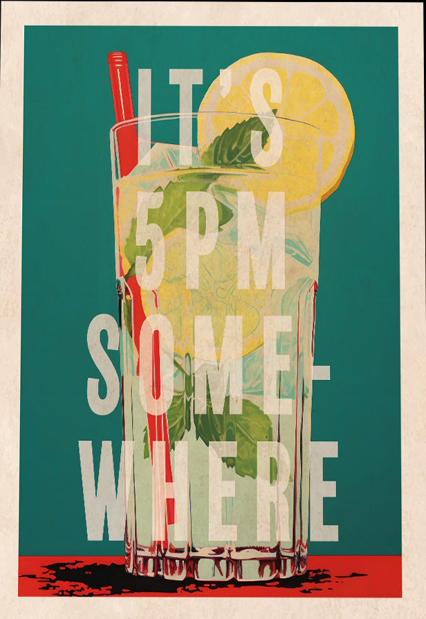 It's 5pm Somewhere Print A3 Framed Print