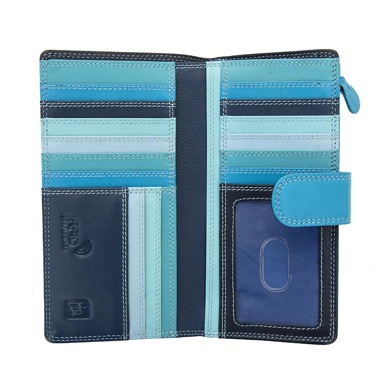 Long Leather Bifold Purse - Victoria London/ Blue-Multi