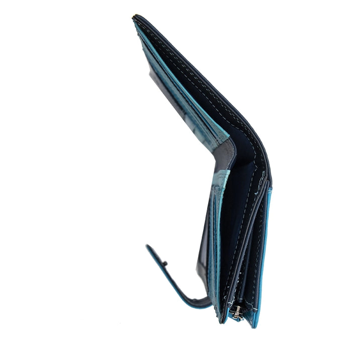 Long Leather Bifold Purse - Victoria London/ Blue-Multi