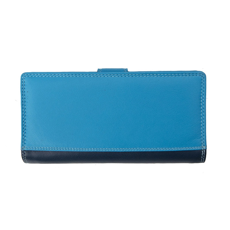 Long Leather Bifold Purse - Victoria London/ Blue-Multi