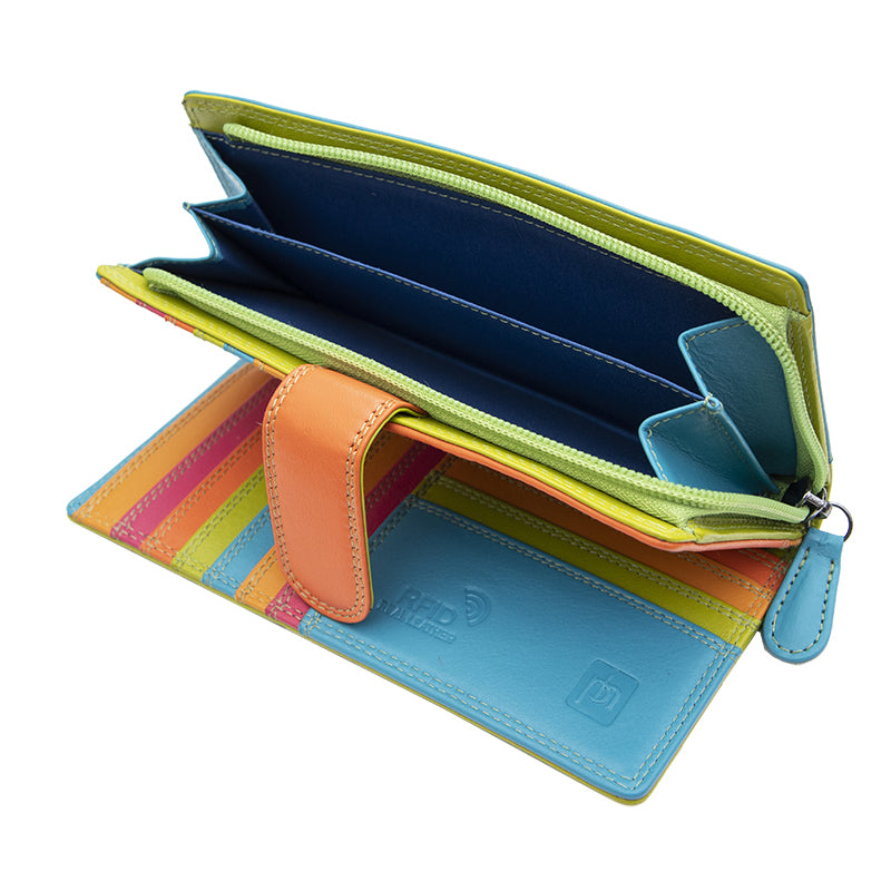 Long Leather Bifold Purse - Victoria London / Green-Multi