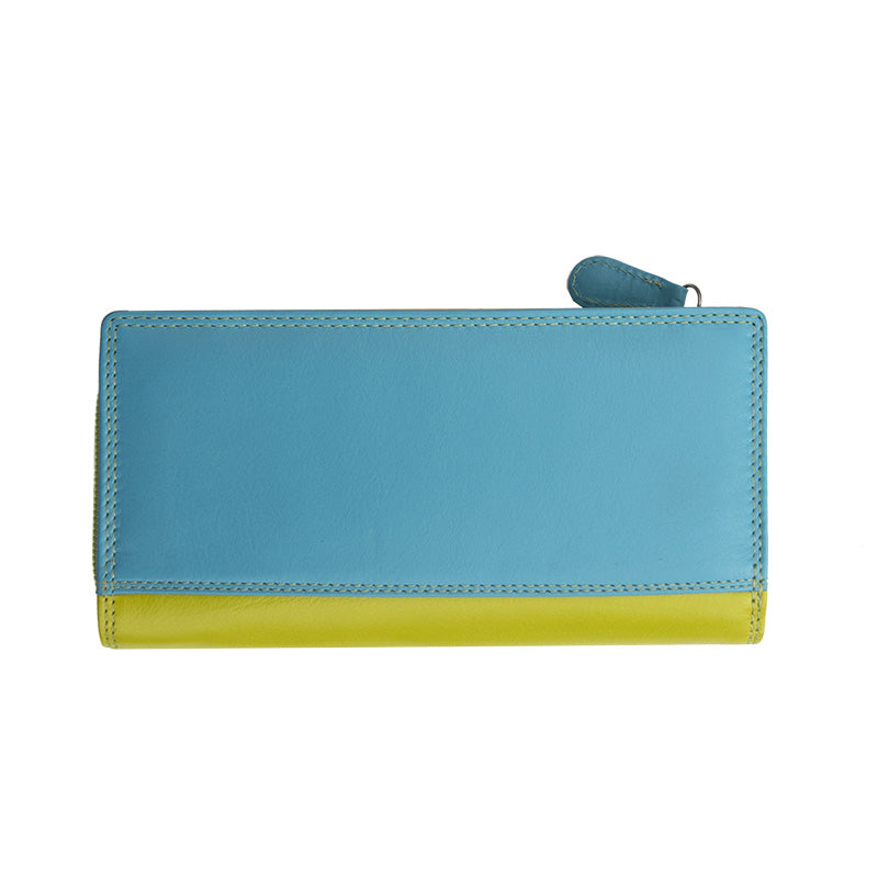 Long Leather Bifold Purse - Victoria London / Green-Multi