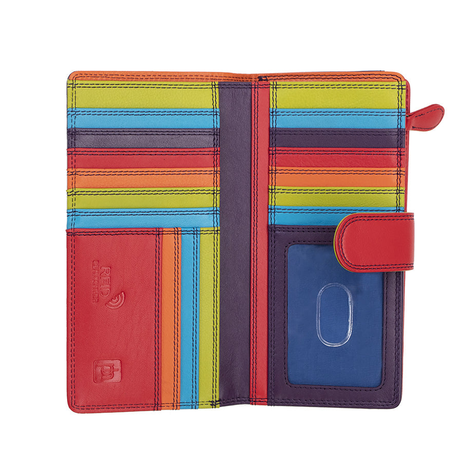Long Leather  Bifold Purse - Victoria London / Grape-Multi