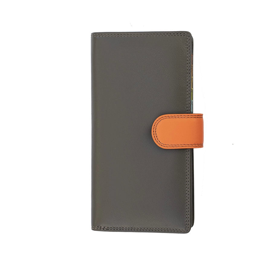 Long Leather Bifold Purse - Victoria London / Olive-Multi
