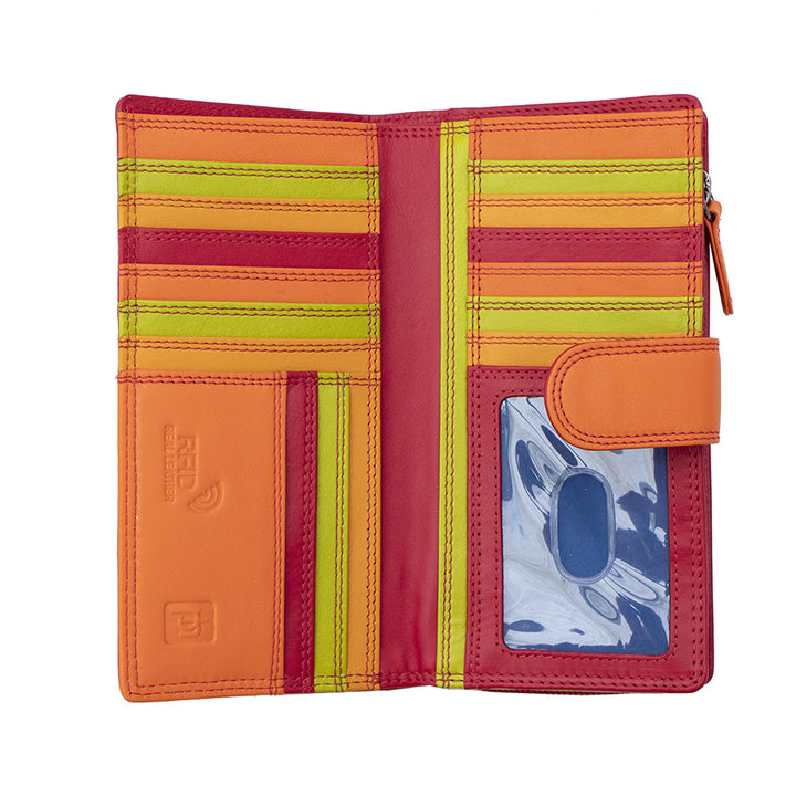 Long Leather Bifold Purse - Victoria London / Red-Multi