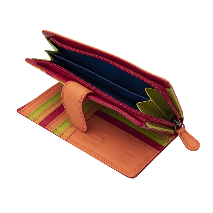 Long Leather Bifold Purse - Victoria London / Red-Multi