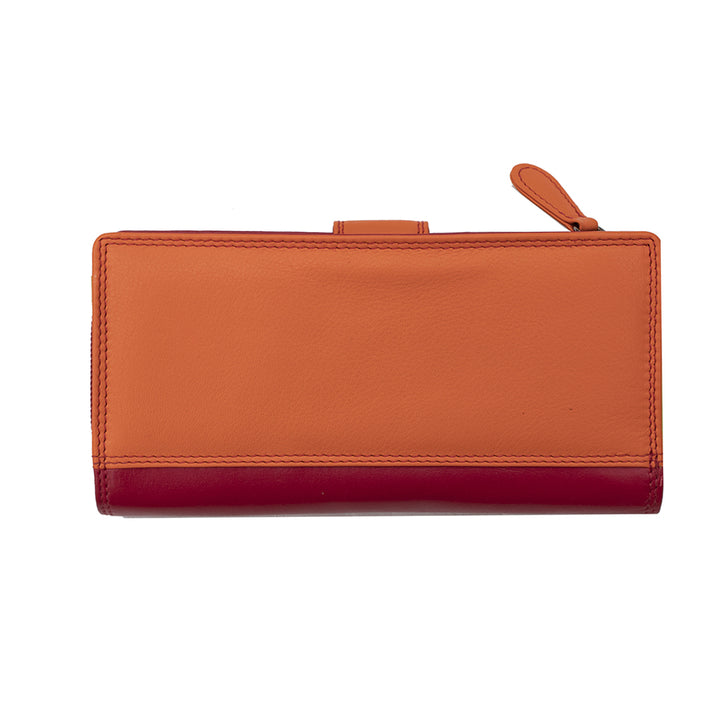 Long Leather Bifold Purse - Victoria London / Red-Multi