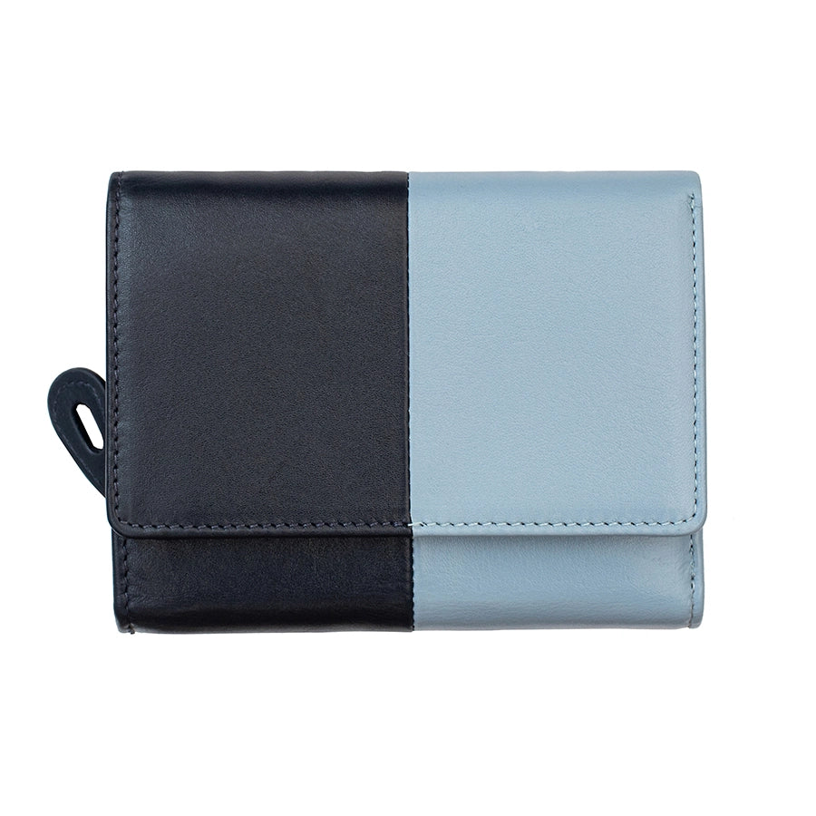 Clara Small Trifold Purse / Navy & Blue