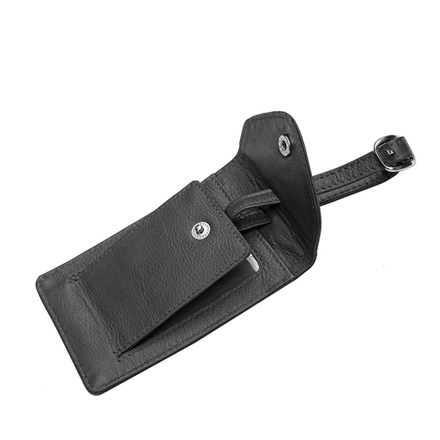 Leather Luggage Tag - Black