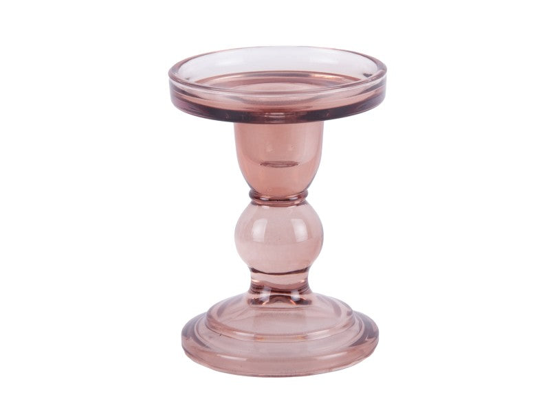 Glass Candle Holder - Faded Pink