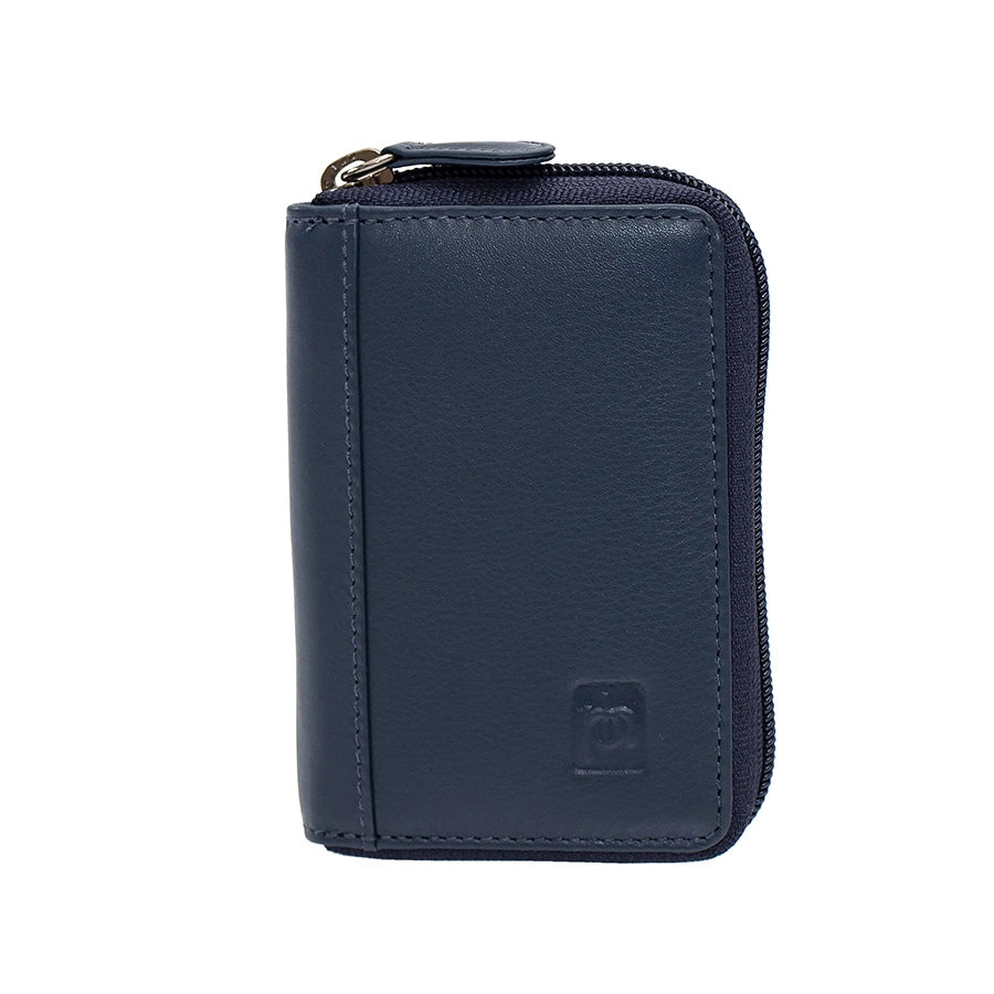Concertina Leather Credit Card Wallet - Blue