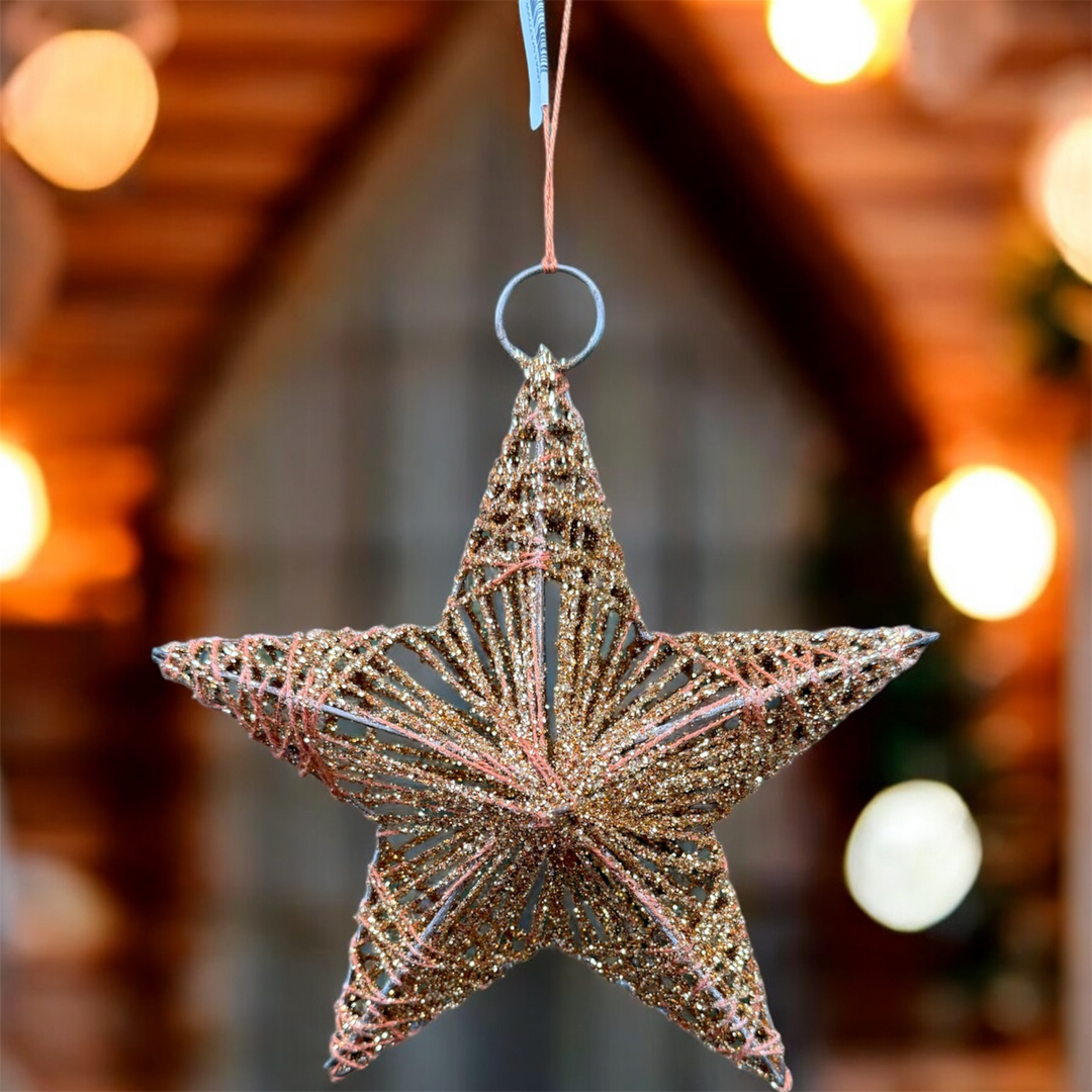 3D Wire Glitter Star Decoration