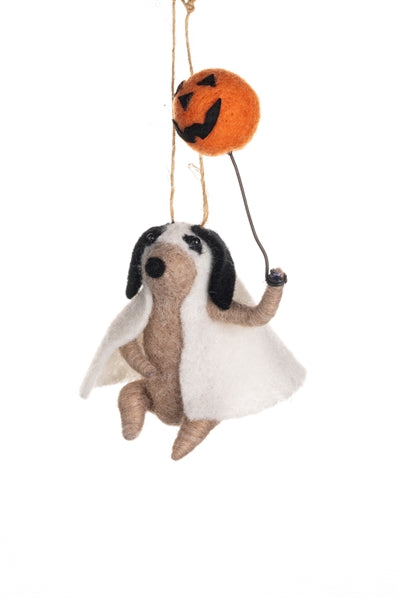 Dog in Ghost Costume Decoration