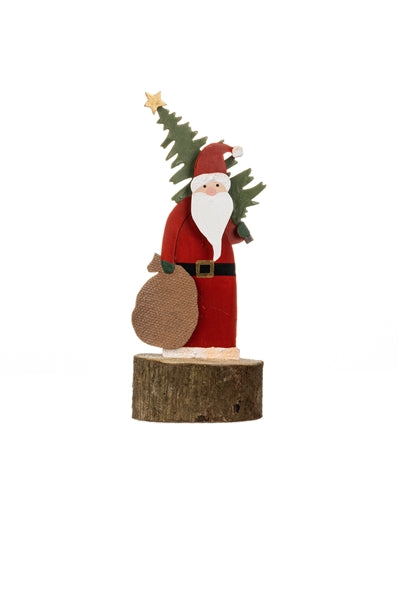 Santa with Tree on a Block Decoration
