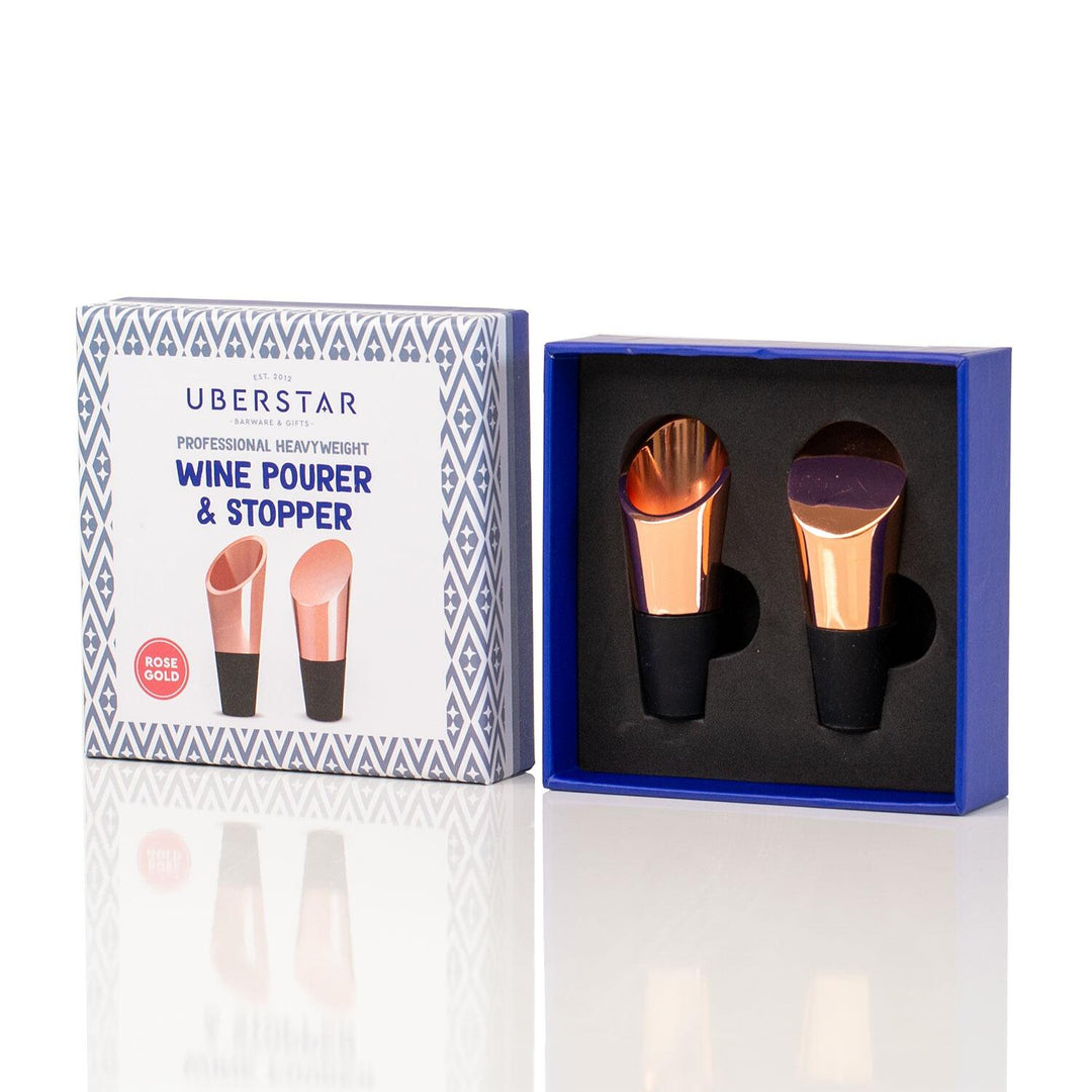 Wine Pourer And Stopper - Rose Gold