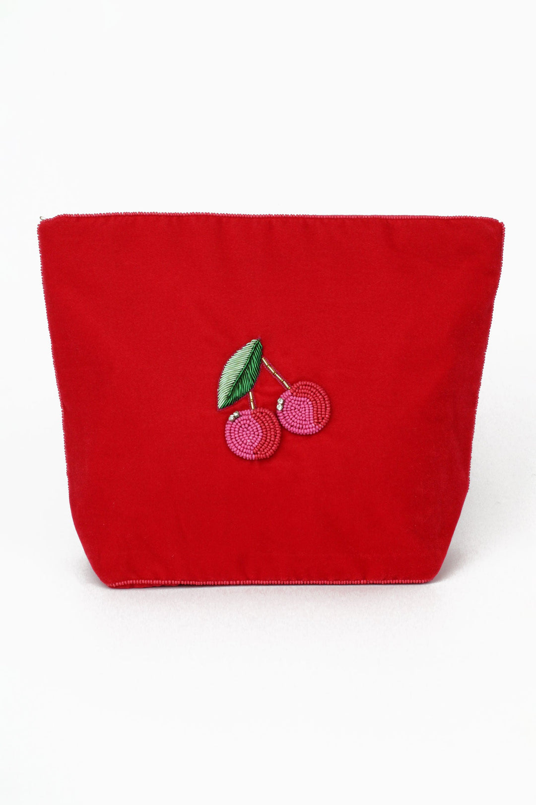 Pink Cherry Beaded Make Up Bag