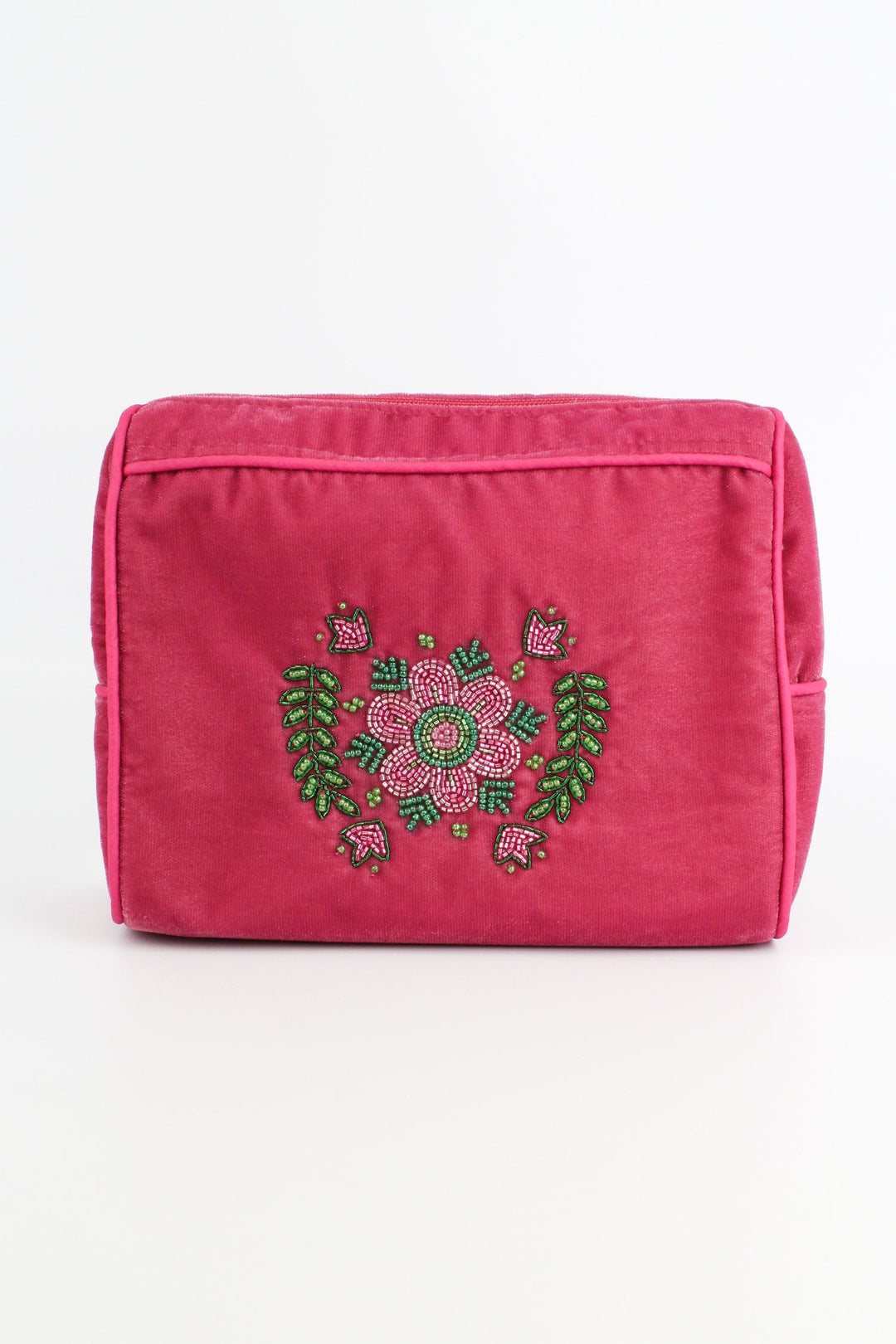 Floral Folk Beaded Make Up Bag