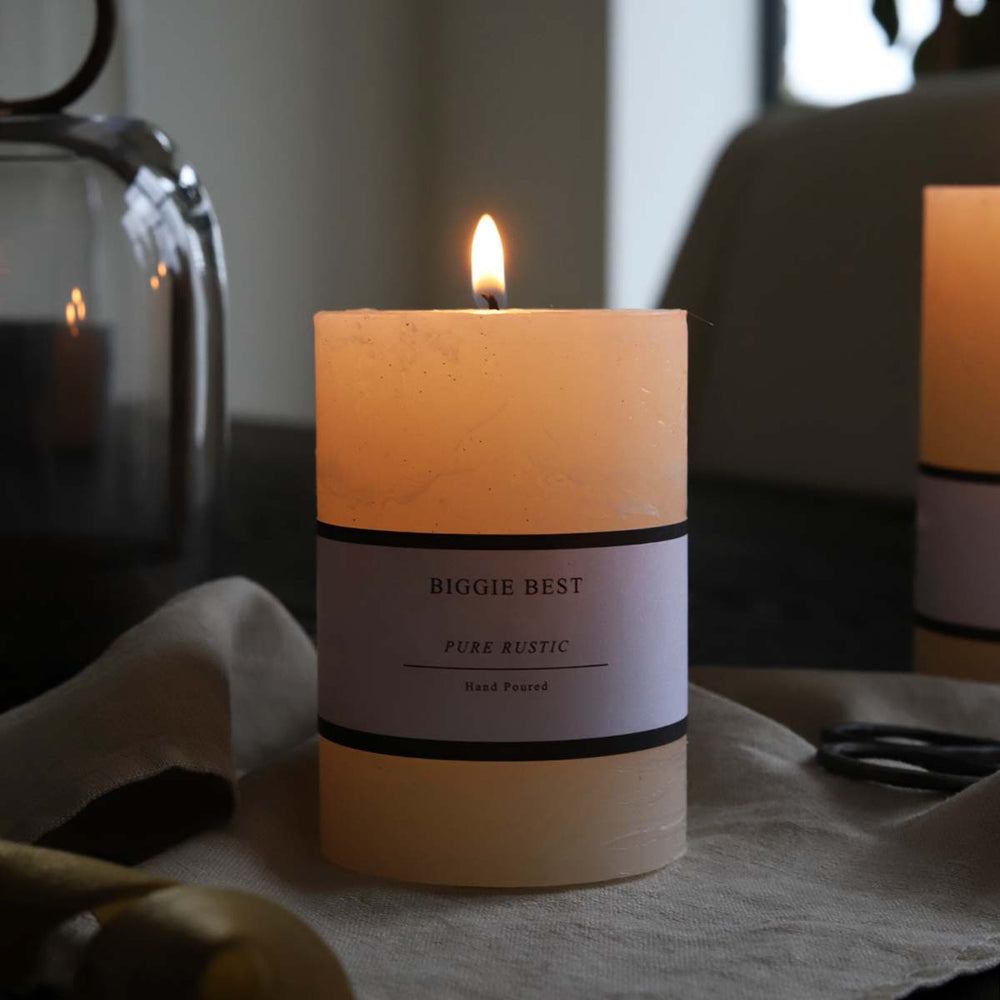 Biggie Best Rustic Ivory Pillar Candle - Small