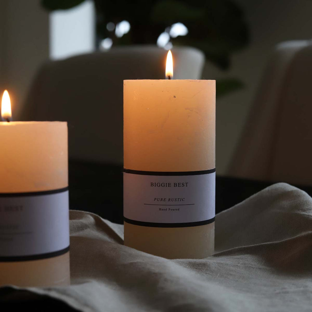 Biggie Best Rustic Ivory Pillar Candle - Medium