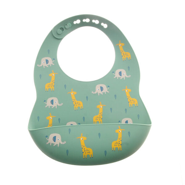 Catch It Silicone Bib - Giraffe and Elephant