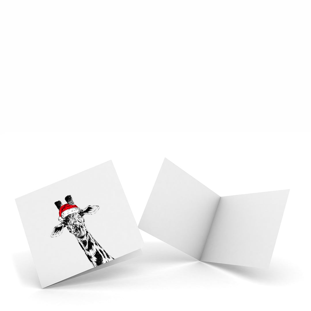 Christmas Giraffe Pack of Four Note Cards