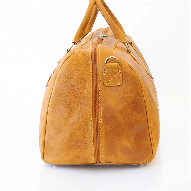 Columbia Large Leather Holdall - Mustard