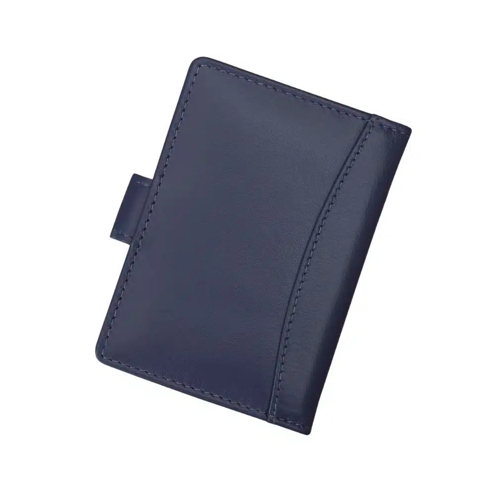 Compact Leather Credit Card Holder - Navy