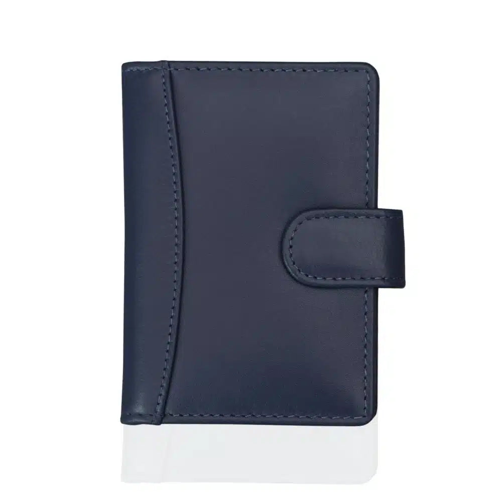 Compact Leather Credit Card Holder - Navy