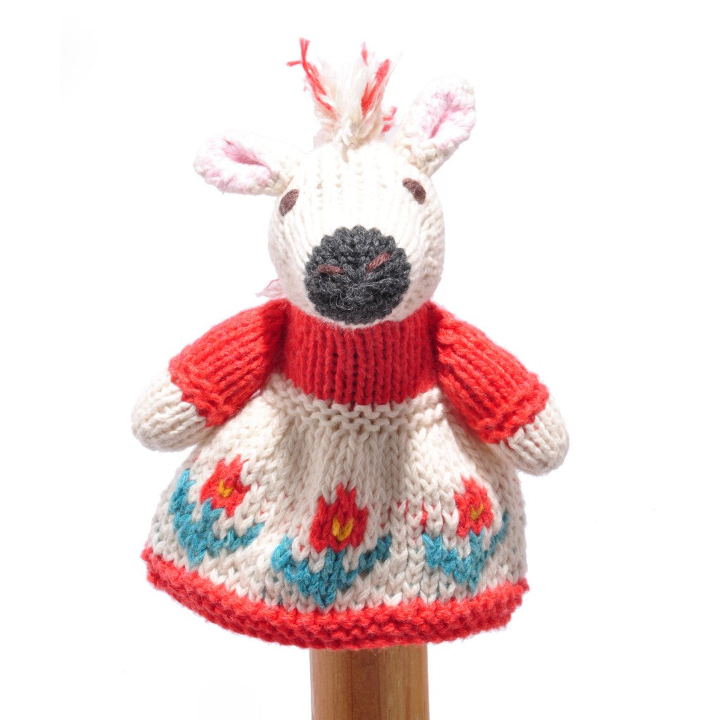 Toddler Finger Puppet - Horse In Flowery Dress