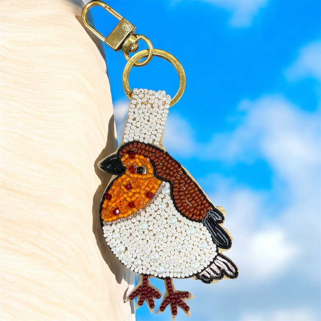 Robin Red Breast Beaded Keyring